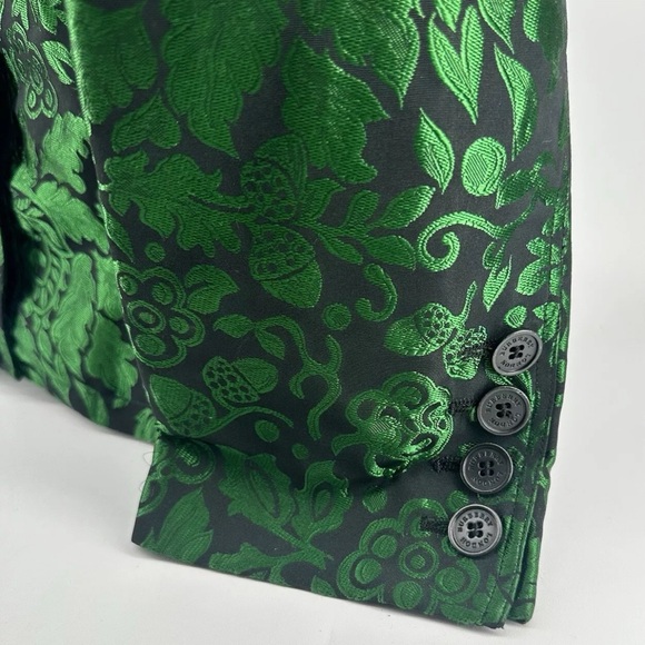 Burberry Embossed Blazer Jacket Royal Emerald Green Large - Picture 3 of 16